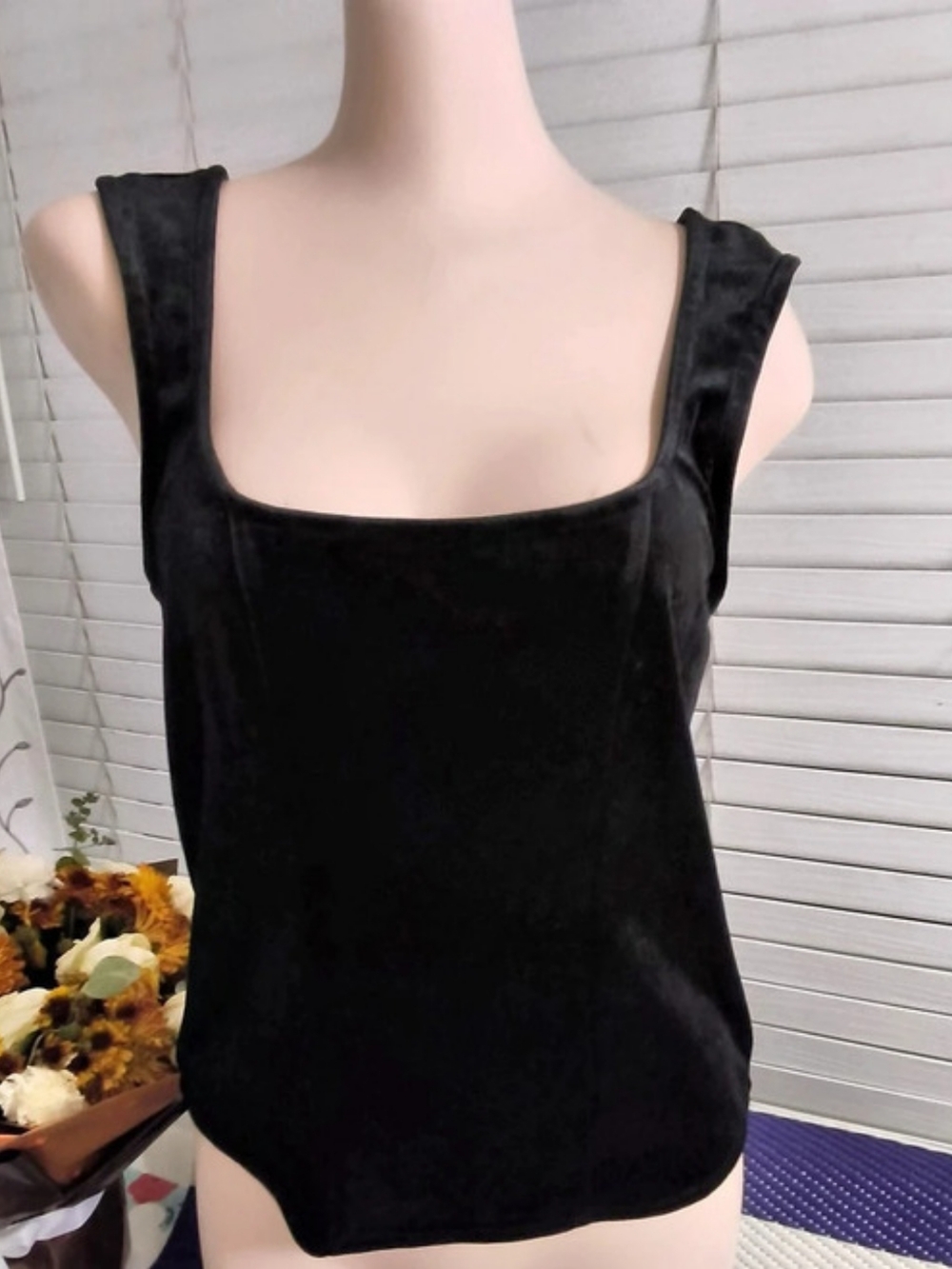 OLD NAVY Velvet Square Neck Tank Top Size Large Like New